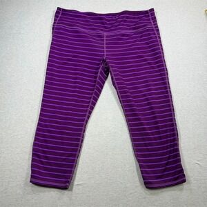 Athleta Leggings Womens XL Purple Striped Capri Cropped Yoga Athletic